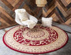 Unique Loom Versailles Collection Traditional Classic Medallion Floral Motif Area Rug (6' 0 x 6' 0 Round, Burgundy/ Ivory)