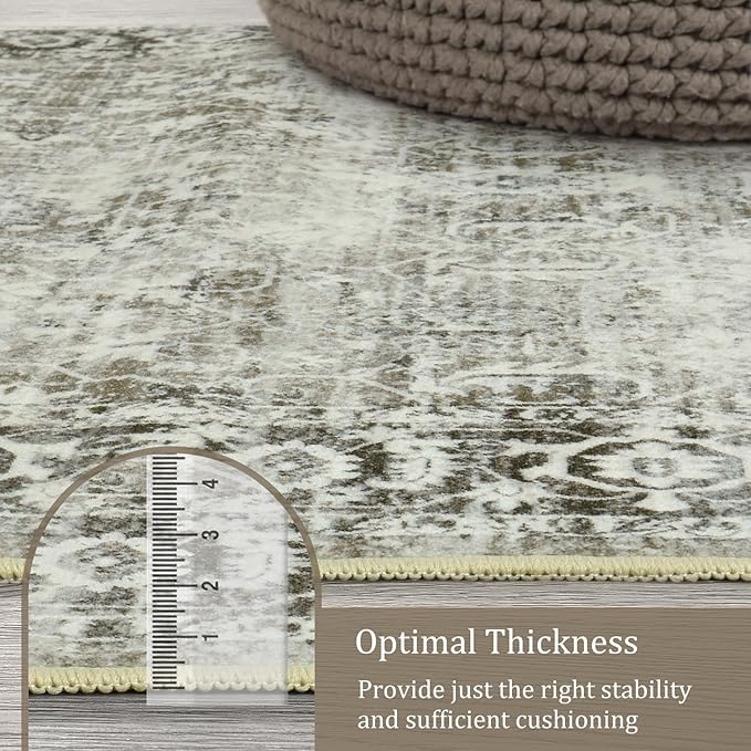 Morebes Vintage Long Runner Rug for Hallway 12 ft, Washable 12 Foot Runner Rug, Soft Non Slip Distressed Carpet Runners for Farmhouse Kitchen Living Room Dining Playroom, Brown