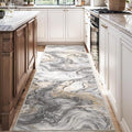 2x6 Runner Rug for Hallways Kitchen Modern Abstract Washable Runner Rug Blue Soft Non Slip Marble Carpet Runner for Laundry Entryway Bedroom Bathroom