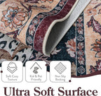 Moynesa Leopard Washable Area Rugs for Living Room, 5x7 Vintage Soft Rug for Bedroom, Non Slip Boho Ultra Thin Large Stain Resistant Throw Rug for Dining Guest Room, Puce Red