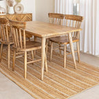 HOMEMONDE Natural Braided Jute Area Rug 6x9 ft - Off White Stripe Eco Friendly Premium Fiber - Hand Woven Rustic Vintage Reversible Braided Rugs for Bedroom, Kitchen, Living Room and Dining Room