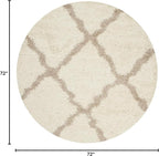 SAFAVIEH Dallas Shag Collection Area Rug - 6' Round, Ivory & Beige, Trellis Design, Non-Shedding & Easy Care, 1.5-inch Thick Ideal for High Traffic Areas in Living Room, Bedroom (SGD257B)
