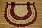 4x12 Flatweave Runner – Kilim Oval Rug, Hand Braided Jute, Handmade Boho Style, 0.27" Thick Solid Red Beige Flatweave for Corridor, Hallway, Entryway