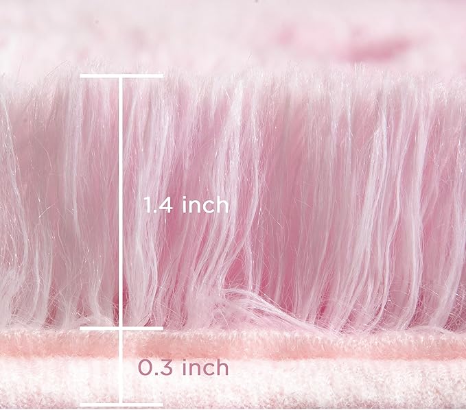 Andency Soft Area Rugs for Living Room Bedroom, 3x5 Non-Slip Fluffy Shag Carpet, Indoor Floor Fuzzy Shaggy Living Room Plush Rug for Kids Dorm Nursery Home Decor Aesthetic, Tie-Dyed White Pink