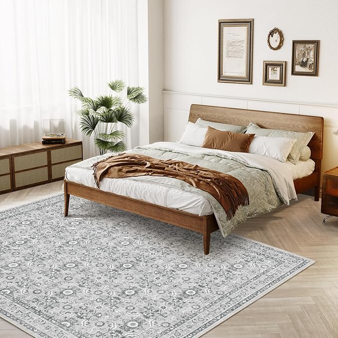 WITSHOCK Living Room Area Rugs 8x10: Soft Non-Slip Backing Washable Rugs Vintage Large Carpet for Bedroom Office Dining Room Kitchen Stain Resistant Home Decor Rug