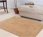 Handwoven Jute Rug for Home Décor, Boho Reversible Braided Carpet, Ethnic Rectangular Area Mat for Indoor Outdoor Living Room or Bedroom (8 Ft 6 Inch x 11 Ft 6 Inch)