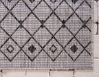 Unique Loom Outdoor Trellis Collection Area Rug - Tribal Trellis (9' x 12' Rectangle, Gray/ Black)