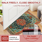 WILLSUN Washable Area Rugs, 5x7 Non-Slip Boho Large Area Rugs for Living Room, Bedroom, Machine Washable Vintage Rug, Indoor Floral Print Carpet for Home Decor, Kid & Pet Friendly Mat