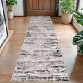 Modern Abstract Hallway Runner Rug, White Black Grey Taupe Washable Kitchen Runner Non-Slip Soft 2x8 Runner Rug Thin Print Faux Wool Carpet for Entryway Bedroom Laundry Room Indoor Home Decor