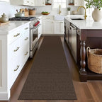 EARTHALL Washable Runner Rug 2x8 Ft Non Slip Runners for Hallways Cotton Rubber Backed Kitchen Runner Braided Indoor Floor Carpet Runners for Entryway, Hallway, Kitchen, Bedroom, Brown/Coffee