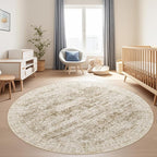 6x6 Brown Round Rug 6ft Living Room Circle Rug Vintage Round Area Rug Non Slip Indoor Carpet for Dining Room Bedroom