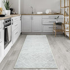Bloom Rugs Washable Non-Slip 12 ft Runner - Gray/Pebble Striped Runner for Entryway, Hallway, Bathroom, and Kitchen - Exact Size: 2.5' x 12'