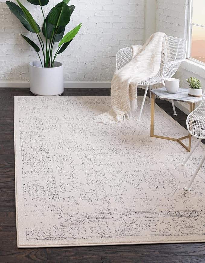 Unique Loom Isabella Collection Area Rug - Adjani (2' x 3' 1" Rectangle, White/ Blue)