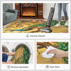 Peacock Peony Rugs for Bedroom - 3x4 Rug, Classic Peacock Peony Area Rugs for Living Room, Oriental Carpet, Floral Plant Washable Area Mat, Aesthetics Carpet - Peafowl Home Decor & Gifts