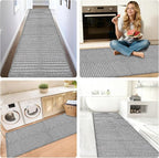 Braided Hallway Runner Rug,Super Absorbent Kitchen Mats for Floor,Non Slip Washable Kitchen Rugs,Quick Dry Boho Entryway Runner Rugs for Bathroom,Hallyways,Bedroom,24"x72",Grey