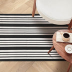 KOZYFLY Black and White Striped Outdoor Doormat 27.5x43 Inches Area Rug Washable Front Porch Rug Farmhouse Front Door Mat Indoor Outdoor Rug for Door, Kitchen, Entryway, Patio