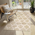 Lahome Moroccan Washable Rugs 3x5 - Non-Slip Entryway Rug Boho Soft Bedroom Rugs Aesthetic Throw Office Taupe Print Distressed Indoor Floor Carpet for Bathroom Laundry Room Dining Room
