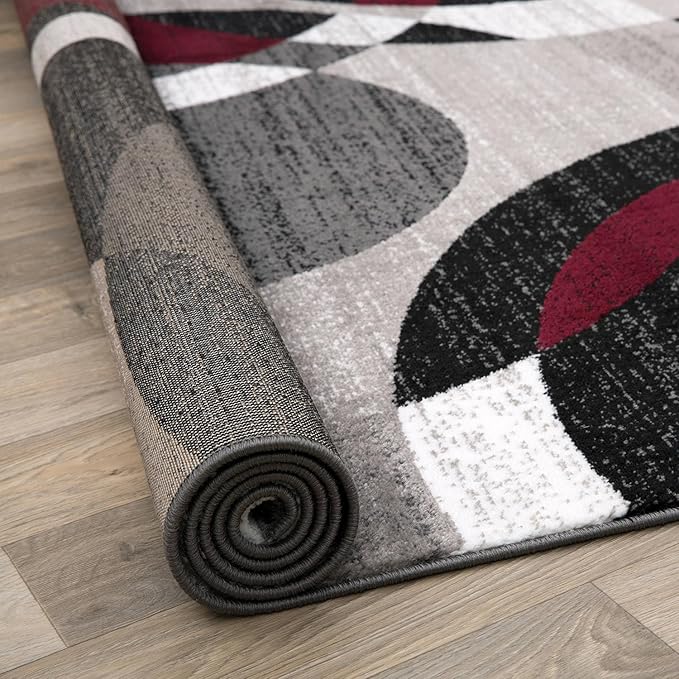 Rugshop Contemporary Abstract Circles Perfect for high Traffic Areas of Your Living Room,Bedroom,Home Office,Kitchen Area Rug 9' x 12' Red