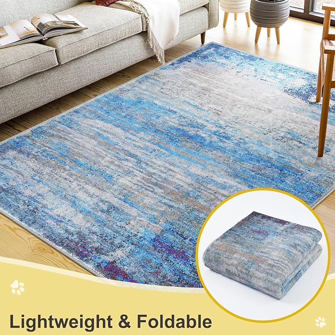 COMSLE Door Mat Soft Absorbent Indoor Front Entryway Rug Machine Washable Entrance Mats for Muddy Paws Non Slip Throw Rugs 24" x 36" Doormat for Inside Foyer Bedroom - Blue