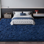 Large Shag Area Rugs 10 x 14, Plush Fuzzy Rugs for Living Room, Ultra Soft Fluffy Furry Rug for Bedroom, Anti-Skid Indoor Solid Carpet Nursery Rugs for Kids Room Home Decor, Navy Blue