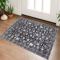 Vintage Entryway Rug 2x3 Washable, Black and White Kitchen Rug, Super Soft Thin Faux Wool Small Area Rug, Non-Slip Accent Mat for Foyer, Bedroom, Office