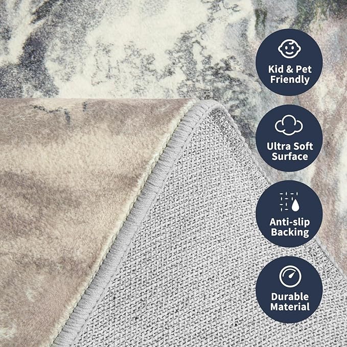 6x9 Area Rugs for Living Room, Modern Abstract Rug for Bedroom, Contemporary Machine Washable Rug, Large Stain Resistant Carpet for Dining Room Playroom Home Office, Pet & Kids Friendly