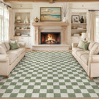 LIVEBOX 9x12 Area Rugs for Living Room, Checkered Non-Slip Washable Rugs, Farmhouse Neutral Classic Geometric Large Boys Area Rug for Bedroom, Carpet for Living Dining Room Office(Sage Green,9'x12')