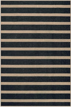 Lahome Striped Easy Jute Area Rug 6x9, Outdoor Patio Rug Neutral Black Carpet for Living Room Classroom, Farmhouse Low Pile Non Slip Non Shedding Floor Carpet for Dining Room Office