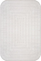Beverly Rug Modern Geometric Area Rug 6x9 Low-High Pile Durable Soft Abstract Grid Indoor Rugs for Living Dining Room Office Stain Resistant Non Shedding Casual Indoor Carpet Beige White 6 x 9