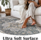 jinchan Runner Rug 2x5 Vintage Hallway Rug Boho Washable Runner Floral Medallion Retro Lightweight Non Slip Classic Thin Soft Carpet for Kitchen Bedroom Bathroom Laundry Room Doorway Grey