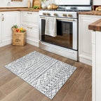 KUTA Washable Non-Slip Rugs for Entryway 2x3, Grey Moroccan Boho Small Area Rug, Ultra Soft Vintage Geometric Low-Pile Indoor Door Mat Floor Carpet for Indoor, Entrance, Kitchen, Bathroom, Bedroom