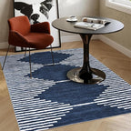 HelloTree Area Rug 3x5 Geometric Rug,Washable Modern Neutral Stain Resistant Indoor Carpet Boho Living Room Moroccan Rugs Fluffy Rug for Living Room Bedside Room Decor for Family-Blue