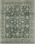 Washable 3x5 Entryway Rug, Boho Non-Slip Vintage Distress Small Rugs for Kitchen Nursery Office Bedroom, 0.3" Neutral Oriental Throw Thin Carpet with Cushioning Pad, Sage Green/Blue/Multi