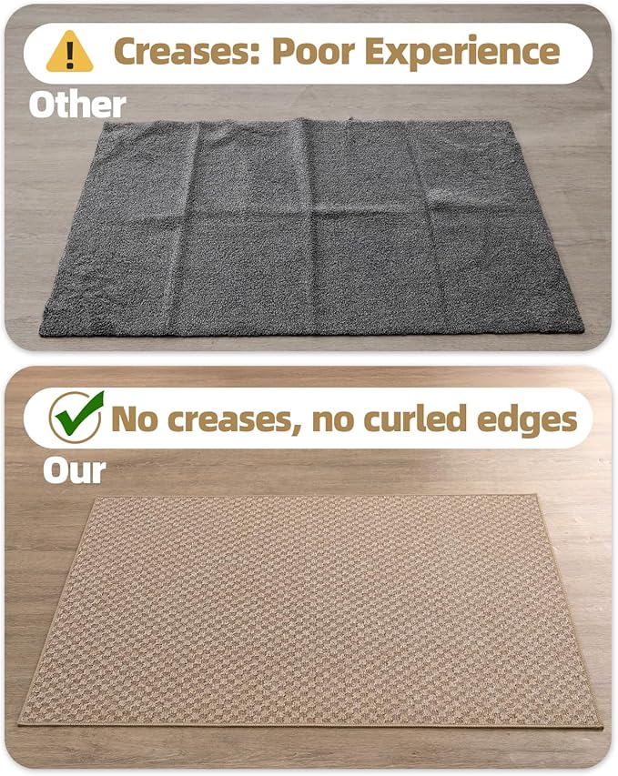 Color&Geometry Large Front Door Mat Indoor Entrance Non Slip Rubber Backed, 36"x56" Indoor Door Mats for Entryway, Dirt Trapper Double Doormat, Washable Front Door Rugs, Khaki (Rolled-up NO Creases)