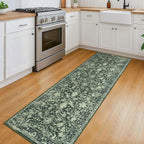 KILOCOCO Hallway Runner 2x6 Rug Runner Printed Vintage Floral Washable Kitchen Runners Non-Slip Rubber Backed Runners for Hallways Laundry Room Distressed Boho Rugs for Entryway Bedroom, Green
