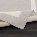 CAMILSON Outdoor Rug 6x9,Modern Outside Rugs for Patios Porches Waterproof Durable Washable Non-Shedding, Easy-to-Clean Indoor Outdoor Area Carpet (6 x 9, Bordered - Gray/White)