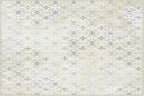 Phantoscope Washable Area Rug 6'x9' Non-Slip, Vintage Modern Boho Rugs for Living Room, Bedroom, Dining Room, Distressed Geometric Floral Pattern, Low-Pile Foldable Floor Carpet, Teal Floral/Beige