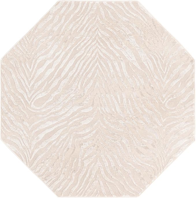 Unique Loom Finsbury Collection Area Rug - Meghan (5' 3" Octagon, Ivory Beige)