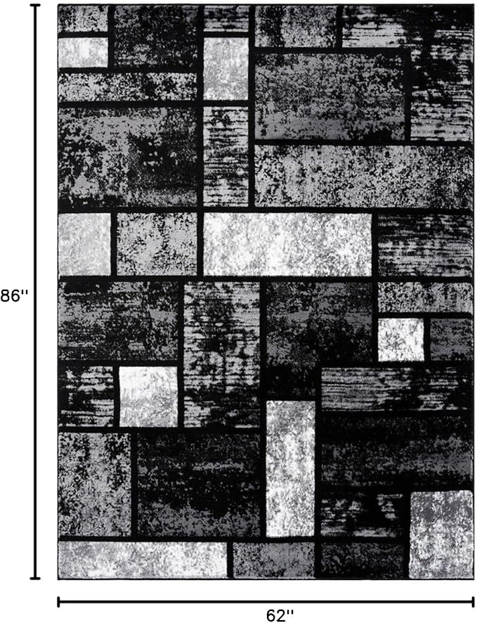LUXE WEAVERS Modern Geometric Squares 10007 Gray 5x7 Area Rug