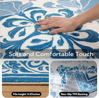 SOULFUL Medium Pile 3x5 Area Rug - Soft Foot Feel Small Entryway Rug - Blue Boho Floral - Washable Non-Slip - Perfect for Living Room Bedroom Foot Kids Room Reading Nook