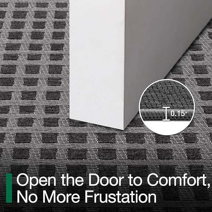 LUMI Inside Door Mat for Entry 24''x36'', Absorbent, Dirt Trapper, Low Profile Thin, Non Slip Mats with Rubber Backing, Ideal for Indoor, High Traffic, Garage, Entrance, Checkered Black