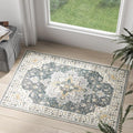 jinchan Area Rug 2x3 Vintage Entryway Rug Washable Boho Indoor Doormat Floral Medallion Small Door Mat Non Slip Retro Soft Thin Classic Carpet for Kitchen Bathroom Bedroom Grey