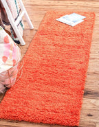 Unique Loom Solid Shag Collection Area Rug (2' 2" x 6' 5" Runner, Tiger Orange)