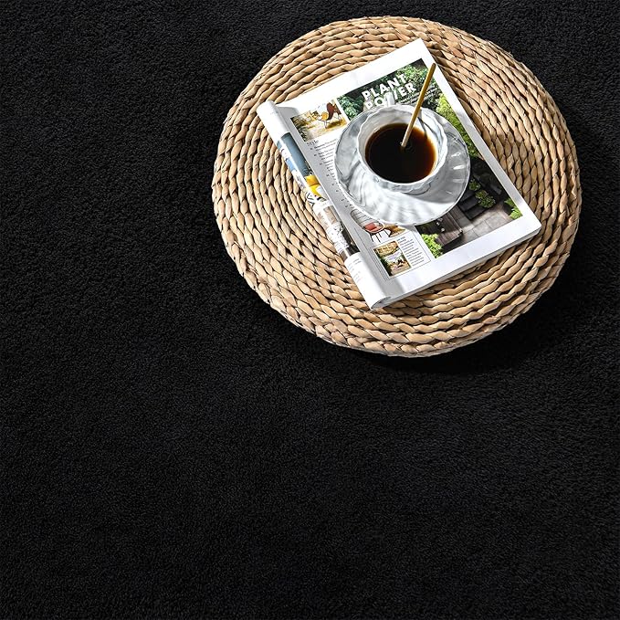 Large Area Rugs for Living Room Bedroom, 6 x 9 Ft Non-Slip Modern Area Rug, Soft Thickened Memory Foam Rug, Comfy Minimalist Indoor Carpet for Boys Girls Room Nursery Dorm Home Decor, Black