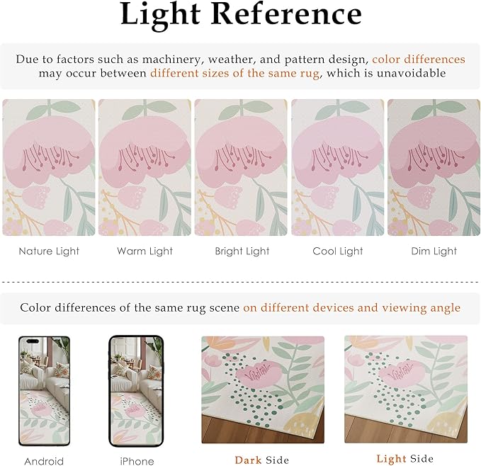 Floral Runner Rug 3x8 Washable Hallway Pink Bedroom Non Slip Cute Long Kitchen Carpet Botanical Indoor Soft Accent Rug for Bathroom Dining Laundry Living Room