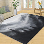 Misty Forest Rugs for Bedroom - 3x5 Area Rug - Modern Black White Art Rugs for Living Room, Natural Landscape Rug, Washable Home Decor Carpet