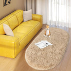 Soft Fluffy Area Rug for Bedroom, Fuzzy Shaggy Oval Throw Rugs for Bedside, Non-Slip Cozy Plush Shag Carpet for Kids Room Nursery Dorm Living Room, Beige, 2.6 x 5.3 Feet, 2 Packs