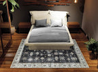 Bloom Rugs Washable Non-Slip 4' x 6' Rug - Black/Ivory Traditional Area Rug for Living Room, Bedroom, Dining Room, and Kitchen - Exact Size: 4' x 6'