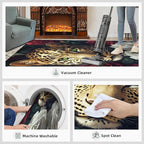 Leopard Rugs for Bedroom - 2x3 Area Rug - Flowers Leopard Rugs for Living Room, 3D Flowers Animal Rug, Washable Home Decor Carpet