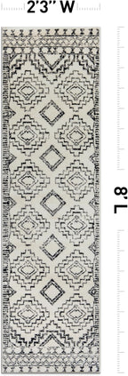 Rugshop Cream and Black Southwestern Tribal Area Rug – Boho Geometric Diamond Pattern Carpet for Living Room, Bedroom, or Entryway – Soft Modern Rustic Floor Décor 2' 3" x 8' Runner Cream